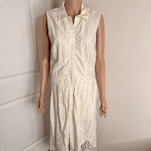 Tahari White shirt dress with lace detail in size 12.